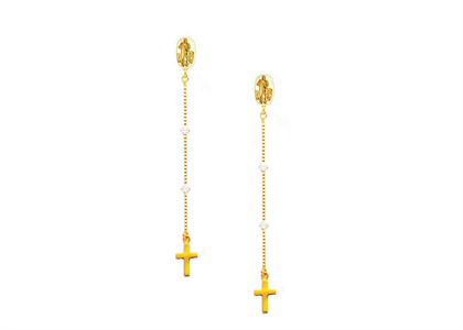 Gold Plated CZ Saint Jude Dangler Earring